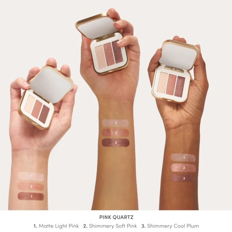 jane iredale PurePressed eye shadow trio Pink Quartz color swatch